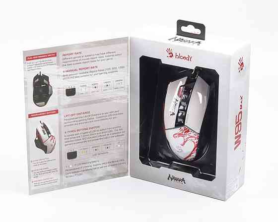 Мышь компьютерная проводная Bloody W95 Max Naraka белая с красным Киев