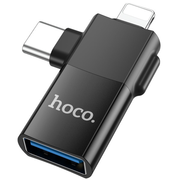 Адаптер Hoco UA17 Lightning/Type-C to USB 2.0 Black (Код товару:42022) Харків - зображення 1