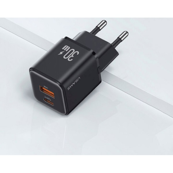 Мережевий зарядний пристрій Usams US-CC189 double USB-A/USB-C QC&PD3.0 30W 3A Black (Код товару:3680 Харьков - изображение 2