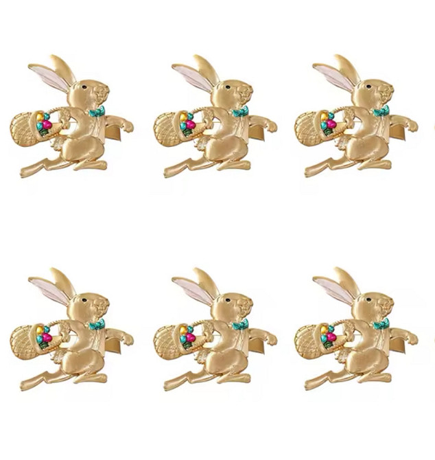 Кольца для сервировки Пасхальный Кролик 6 шт золото PK001 Одесса - изображение 1