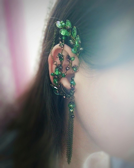 Ельфійська кафа салатовий бронза без проколів кліпс накладні вушка аніме косплей Луцк - изображение 1