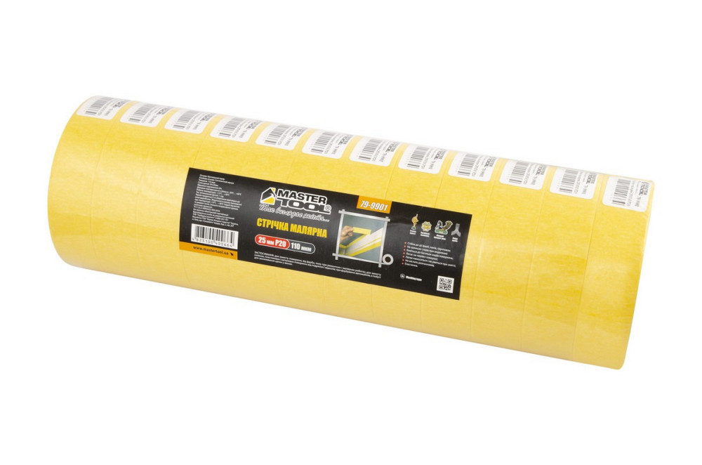 Лента малярная универсальная MASTERTOOL GripBond Easy 25 мм×15 м желтая 79-9901 Харків - зображення 9
