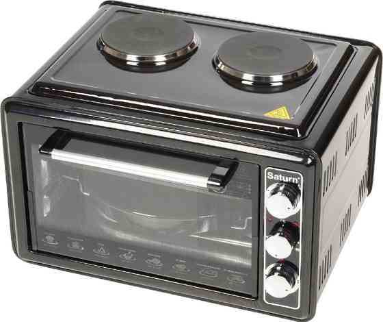 Велика електрична піч духовка 36 л з плитою Saturn STEC1072 чорна Вишгород