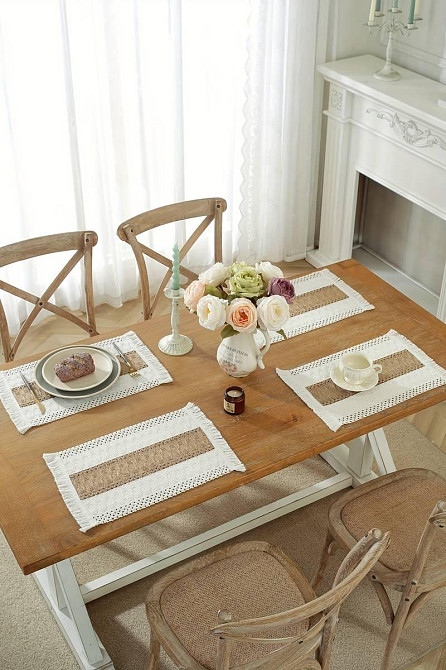 Салфетки Leeseph с бахромой 30*50см 4 шт коричнево-бежевый Одесса - изображение 4