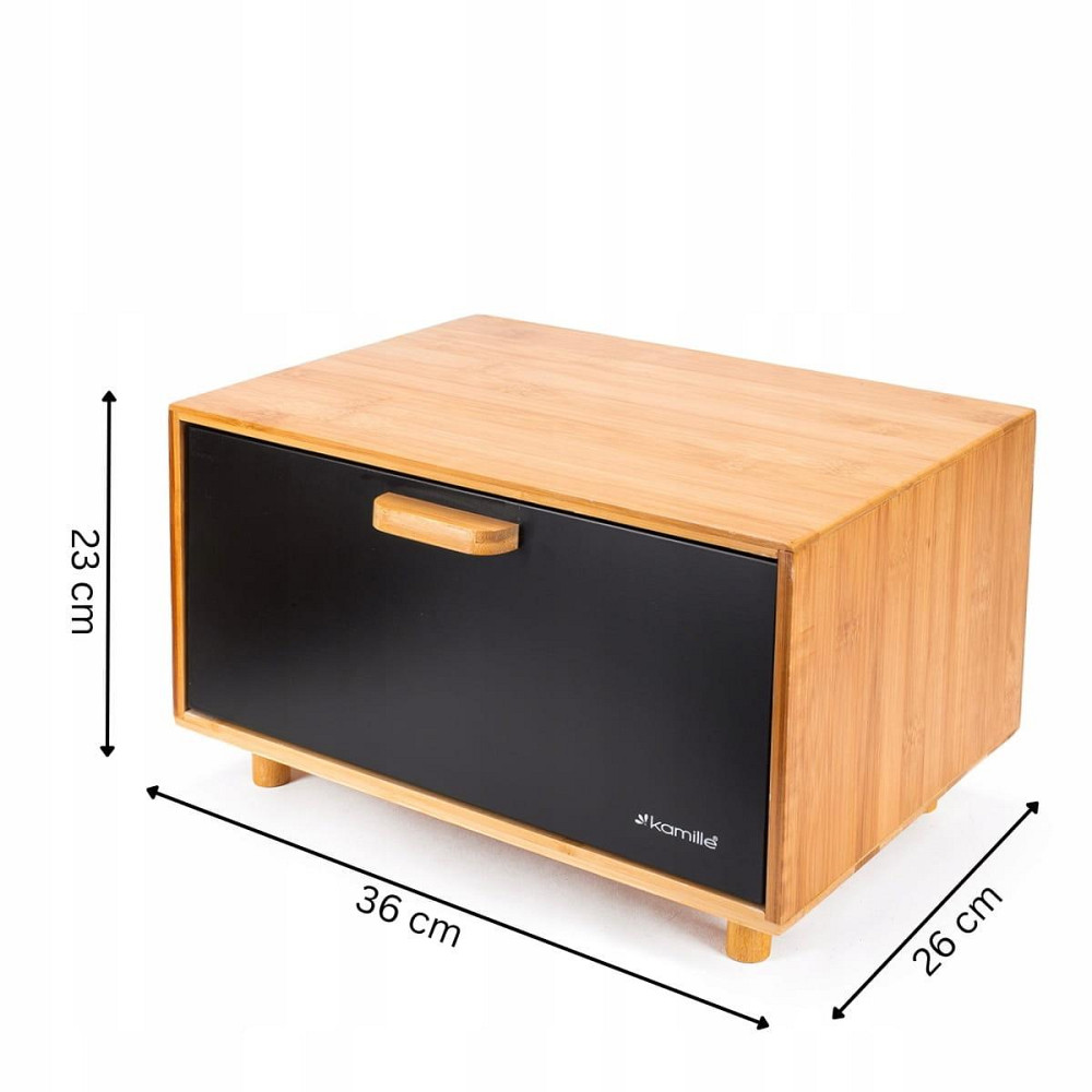 Хлебница Kamille из бамбука с откидной крышкой Чёрная (KM 1123) Одеса - зображення 5