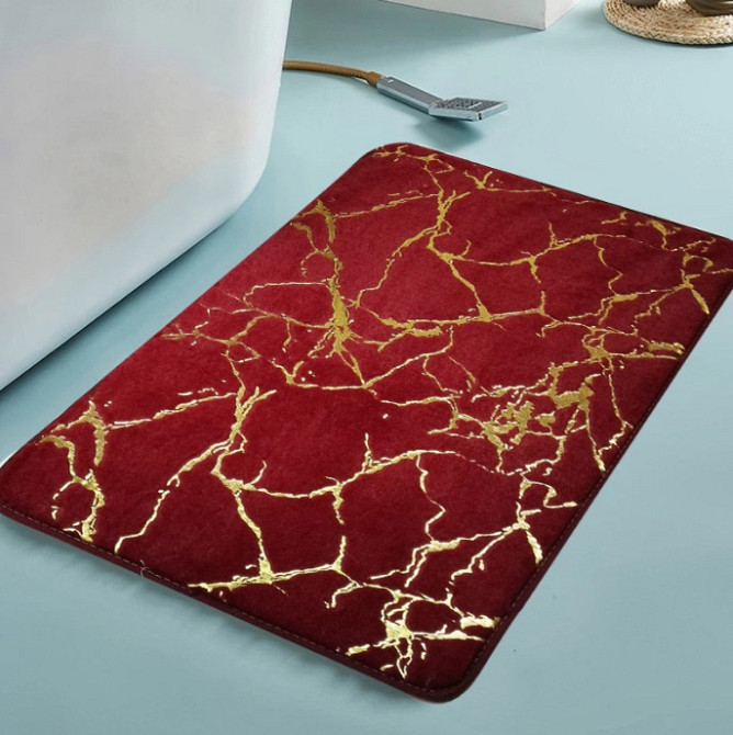 Килимок для ванної кімнати Мармур 12700 50х80 см бордовий Киев - изображение 1