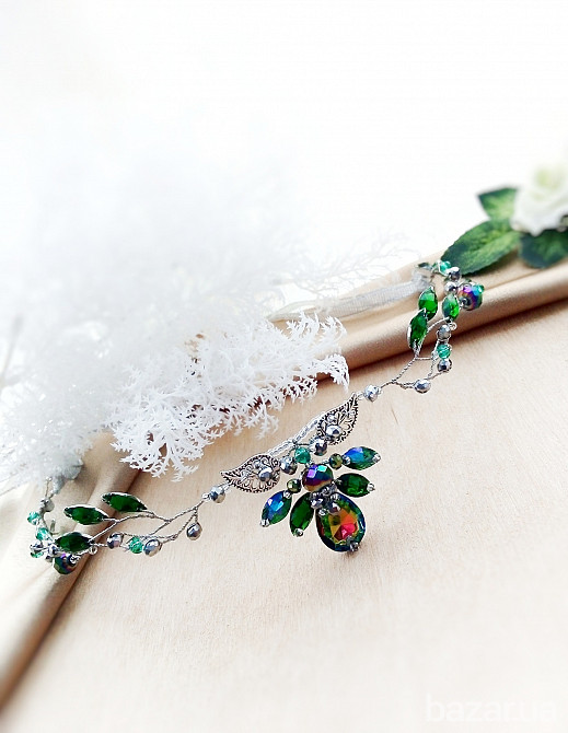 Эльфийская ветвь зелёный диадема налобное украшение веночек ободок обруч гибкий эльф косплей аниме Луцк - изображение 1