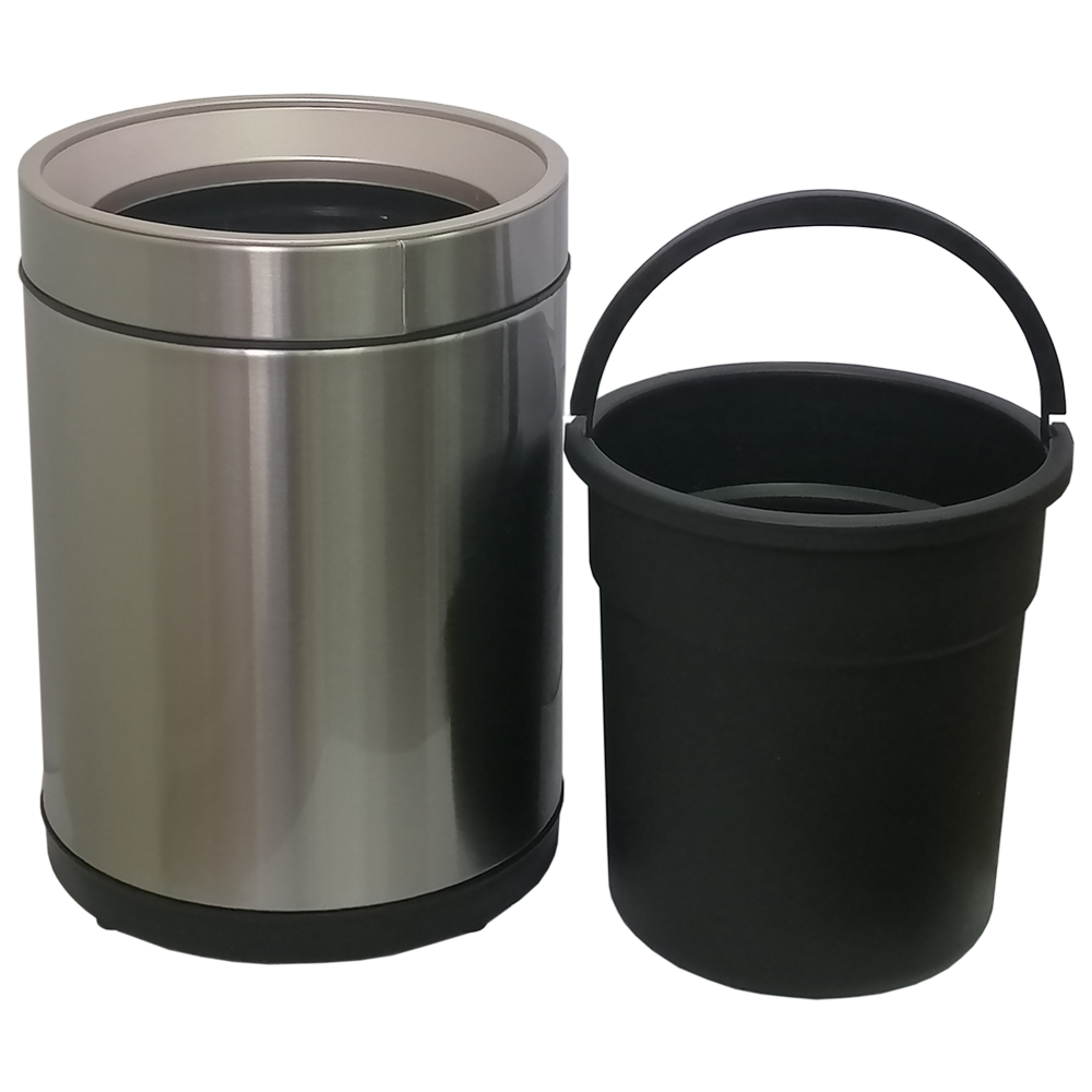 Ведро для мусора JAH 10 л круглое серебряный металлик без крышки с внутренним ведром Киев - изображение 4