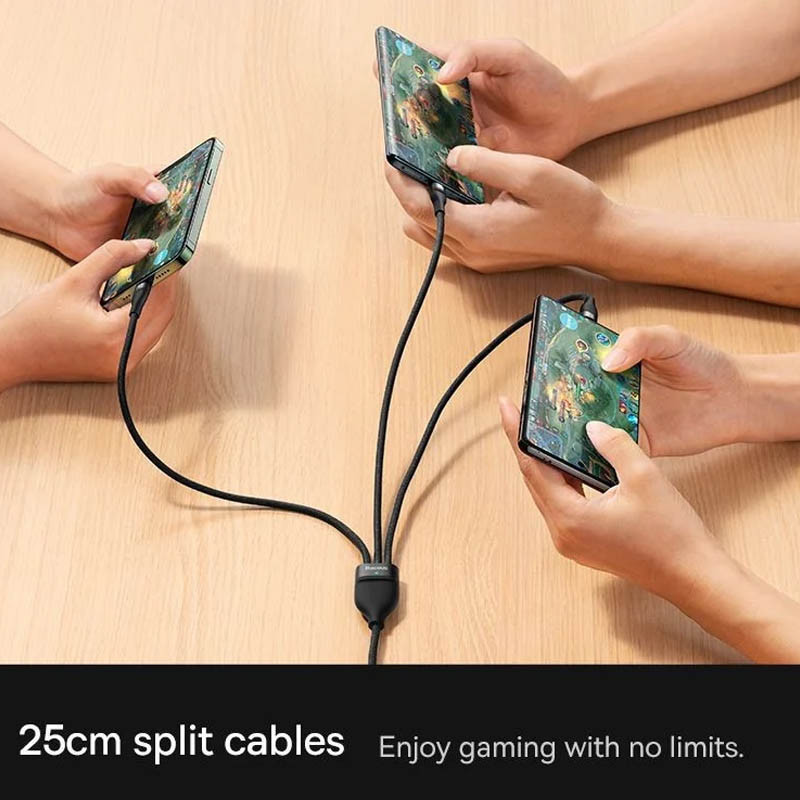 Дата кабель Baseus Flash Series 2 USB to Lightning/Type-C/MicroUSB 100W (1.2m) (CASS03000) Херсон - изображение 7