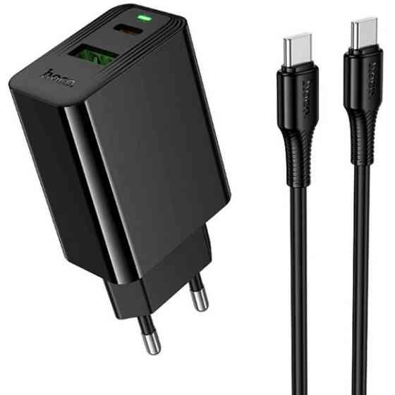 Мережевий зарядний пристрій Hoco CS95A Leader PD30W+QC3.0 (1USB-A/1C) + кабель Type-C to Type-C Blac Харків