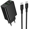 Мережевий зарядний пристрій Hoco CS95A Leader PD30W+QC3.0 (1USB-A/1C) + кабель Type-C to Type-C Blac Харків