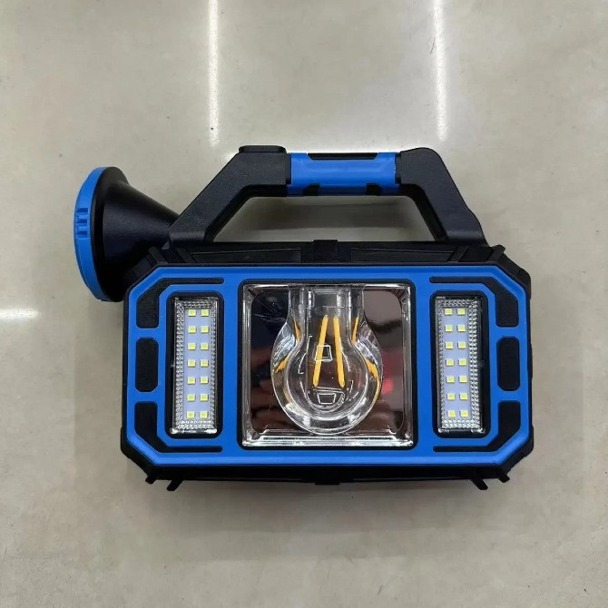 Ручной аккумуляторный светодиодный фонарь с солнечной батареей и функцией PowerBank Синий Одеса - зображення 2