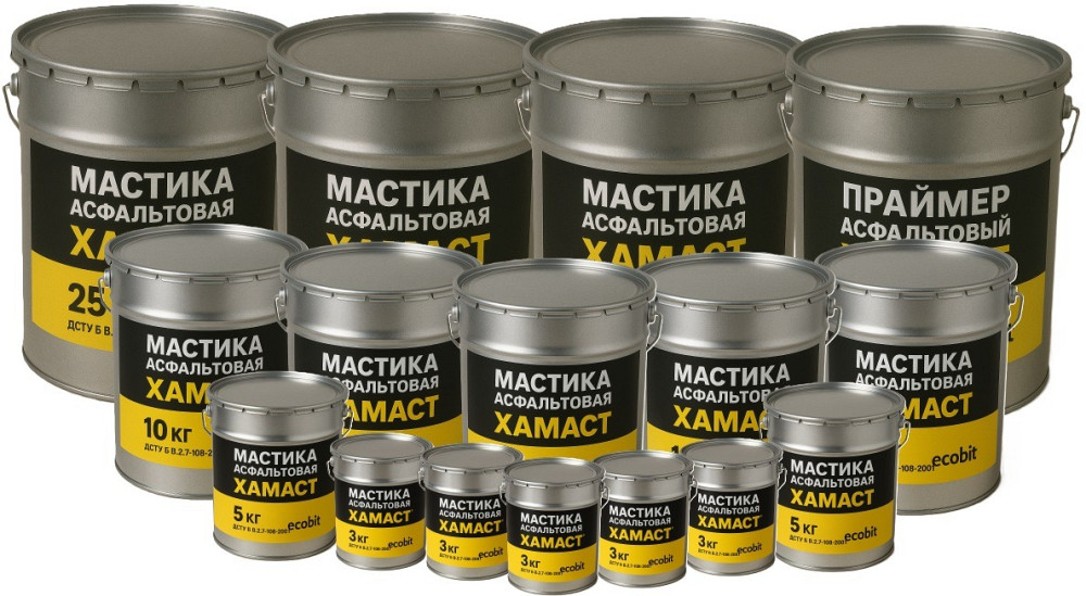 Мастика асфальтовая ХАМАСТ ЭКОБИТ ведро 20,0 кг ГОСТ 30693-2000 Дніпро - зображення 2