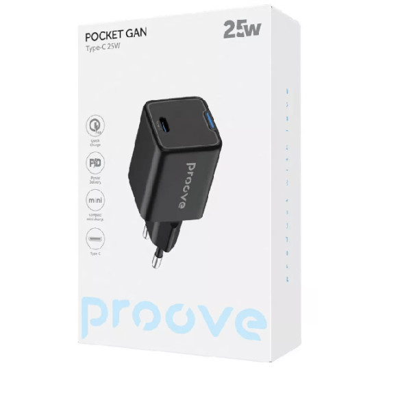 Мережевий зарядний пристрій Proove Pocket GaN 25W Type-C Black (WCPG25010201) (Код товару:39494) Харків - зображення 2