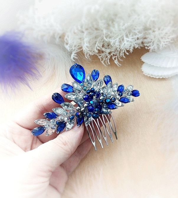 Ярослава сапфірова набір вишуканих прикрас синій електрик прозорий ********** святкові прикраси Луцьк - зображення 4