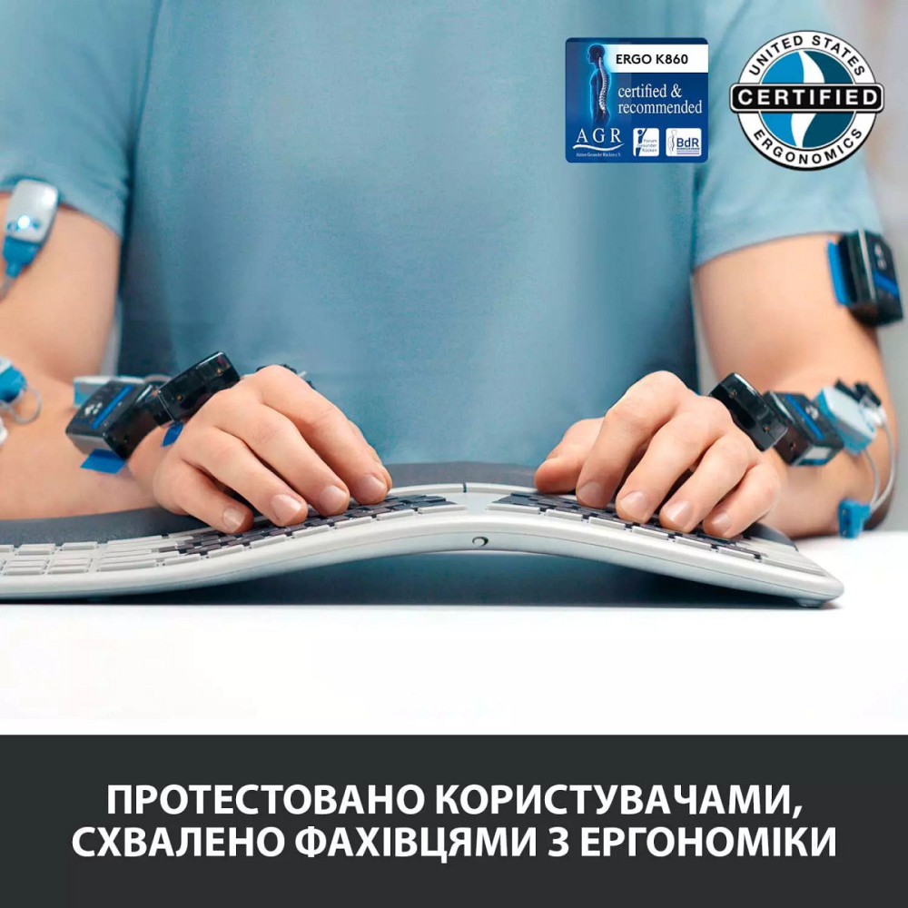 Клавиатура компьютерная безпроводная Logitech ERGO K860 Bluetooth/Wireless UA Black L920-010108 черн Київ - зображення 4
