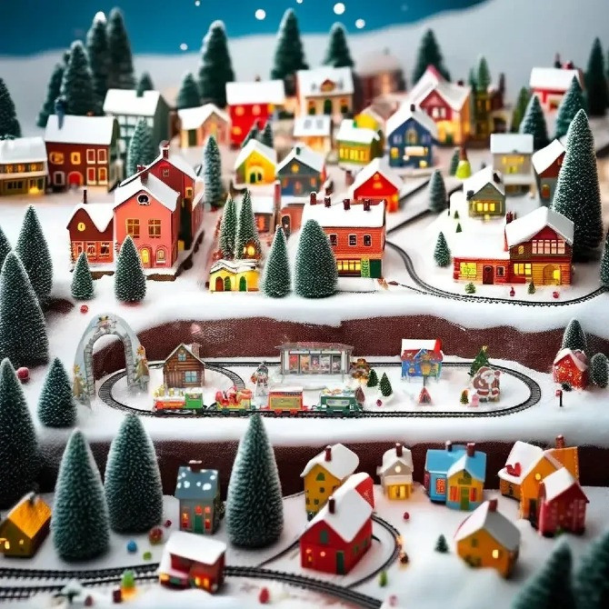 Дитяча іграшкова залізниця з локомотивом та вагонами Різдвяний поїзд Christmas Одеса - зображення 2