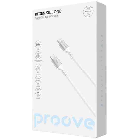 Кабель Proove ReGen Silicone Type-C to Type-C 60W 2m White (CCRS60002222) Харків