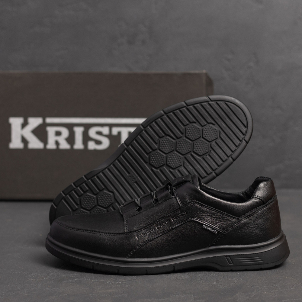 Мужские кожаные туфли Kristan black Київ - зображення 8