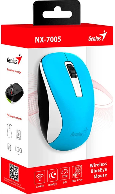 Мышь компьютерная безпроводная Genius NX-7005 Ocean Blue 31030017402 голубая Киев - изображение 4