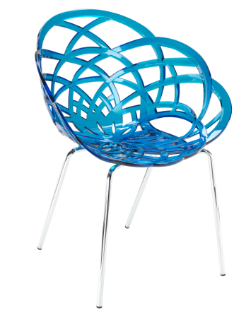 Кресло Papatya Flora-ML прозрачно-синее сиденье, ножки хром Київ