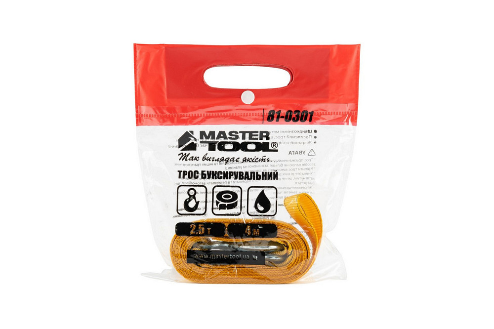 Трос буксировочный MASTERTOOL 2.5 т 4 м 50 мм полиэстер 81-0301 Харьков - изображение 3