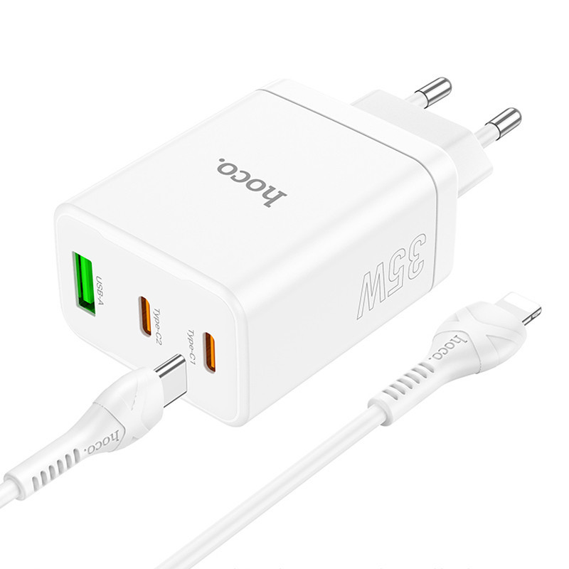 СЗУ Hoco N33 Start PD35W (1USB-A/2C) + кабель Type-C to Lightning Херсон - изображение 2