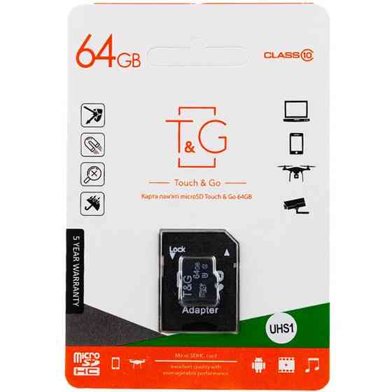 Карта памяти T&G (UHS-1) microSDXC Class 10 - 64GB (с адаптером) Херсон