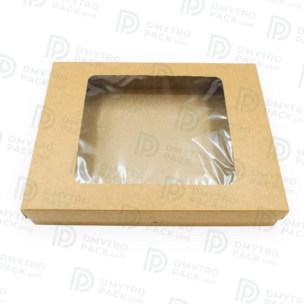 Коробка для одежды, белья, полотенец 355х280х60 мм самосборная картонная с окном Херсон - зображення 3