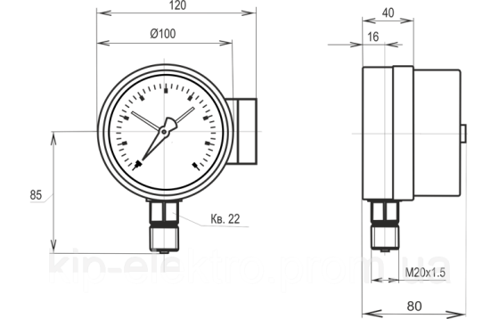Манометр электроконтактный МТ-3С от 0 до 10 МПа (100 кгс/см2) - аналог ДМ2010СгУ2, ДМ2010-У2, ДМ2010 Київ
