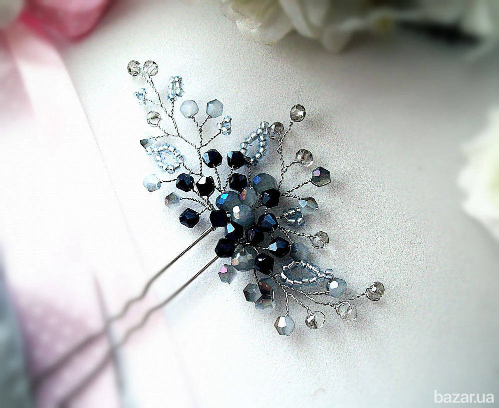 Француженка гілочка шпилька гілка сірий вечірня прикраса в зачіску на голову Луцк - изображение 3