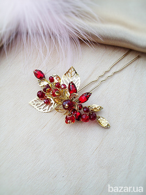 Бажання серця квітка прикраси рубіновий золотистий червоний Луцьк - зображення 1