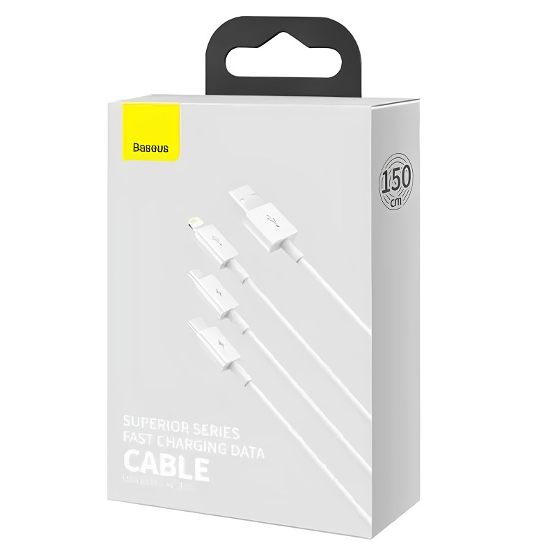 Дата кабель Baseus Superior Series USB to MicroUSB-Lightning-Type-C 3.5A (1.5m) (CAMLTYS) Херсон - зображення 5