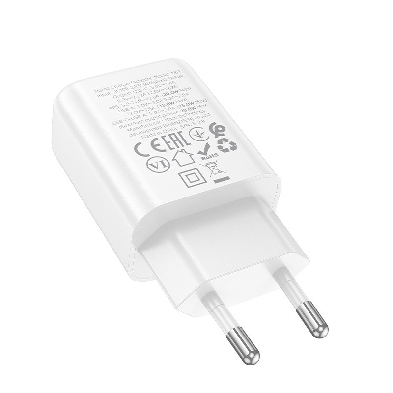 СЗУ Hoco N61 Gentle PD20W+QC3.0 (1USB-A/1C) + кабель Type-C to Lightning Херсон - изображение 5