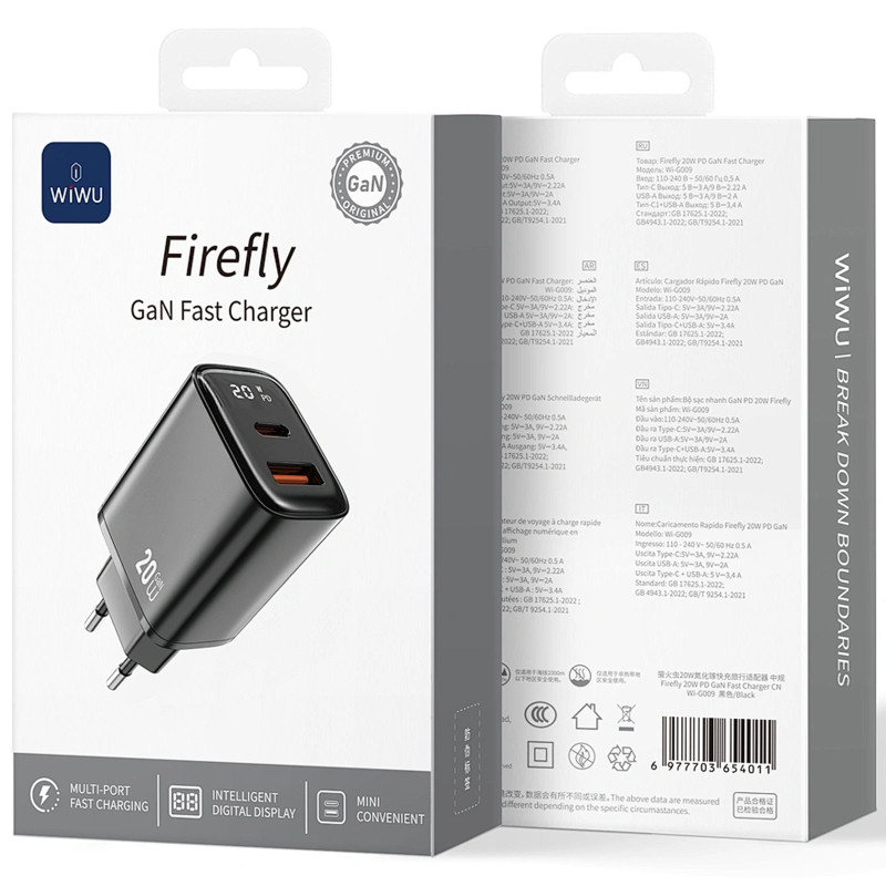 СЗУ WIWU G009 Firefly PD20W+QC3.0 GaN (1USB-A/1C) Херсон - зображення 2