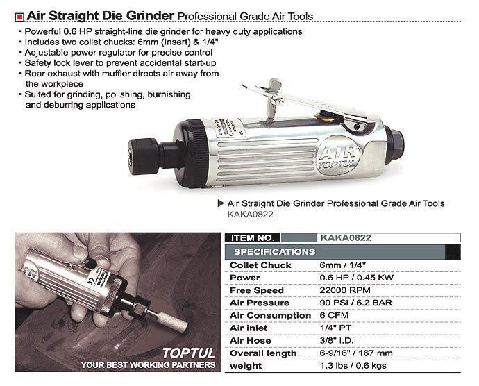 Зачистная машинка пневматическая (1/4", 6мм, 22000об/мин) TOPTUL KAKA0822 Харьков - изображение 2