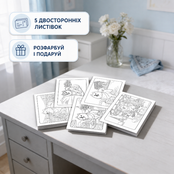 Листівки-розмальовки «Розфарбуй і подаруй» Франція, 5 шт Черкассы