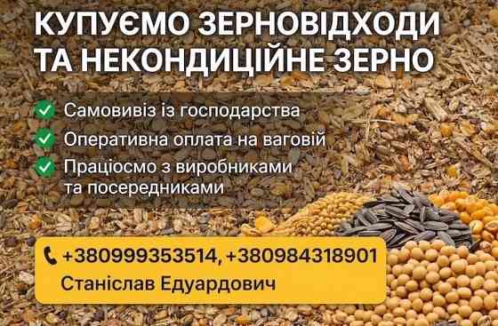 Закуповуємо некондиційне зерно, зерновідходи та побічну агропродукцію Київ