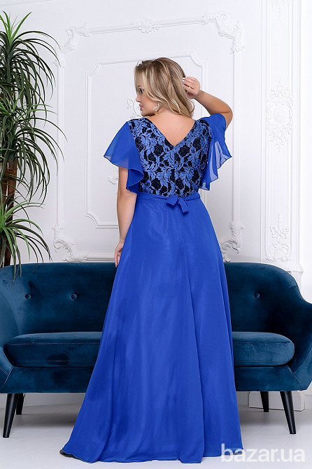 Синее шифоновое вечернее платье в пол Киев - изображение 3