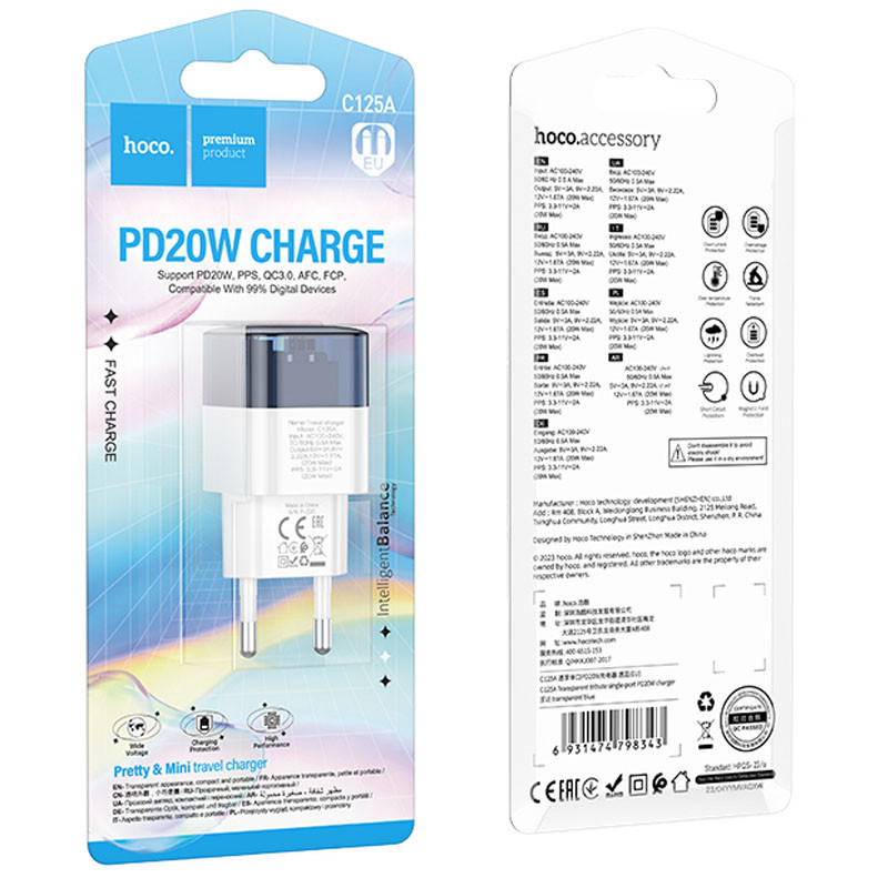 СЗУ Hoco C125A Transparent PD20W (1USB-C) Херсон - зображення 6