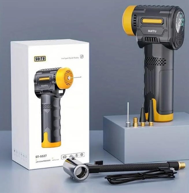 Портативний компресорний насос для шин із манометром, акумуляторний Київ - зображення 5