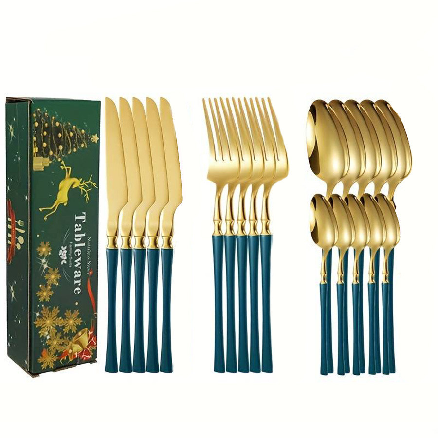 Набор столовых приборов Leeseph 20 предметов 5 персон зеленый Mv054 Одеса - зображення 2