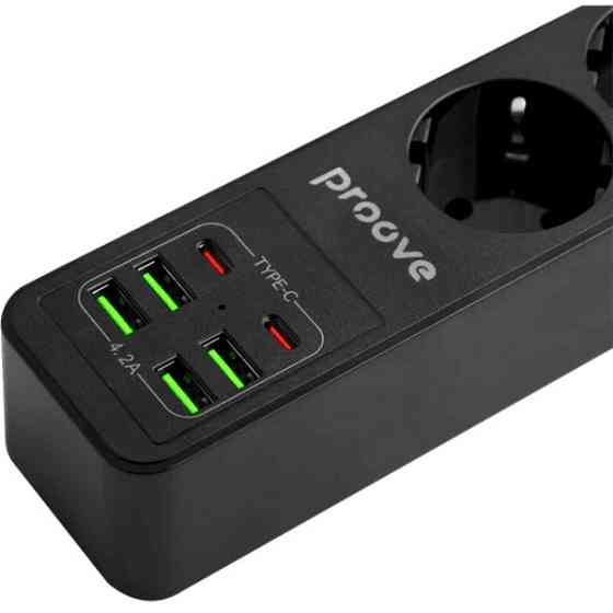 Фільтр живлення Proove Power Strip P-03 (3 розетки + 4 USB + 2 Type-C) 2m Black (PSP342420001) Харків