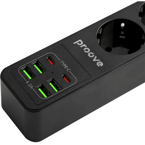 Фільтр живлення Proove Power Strip P-03 (3 розетки + 4 USB + 2 Type-C) 2m Black (PSP342420001) Харків - зображення 3