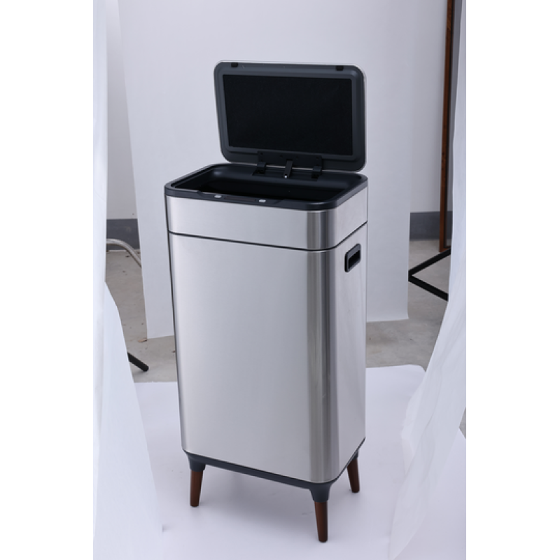 Сенсорное ведро для мусора JAH 40 л прямоугольное на ножках серебряный металлик с внутренним ведром Київ - зображення 2