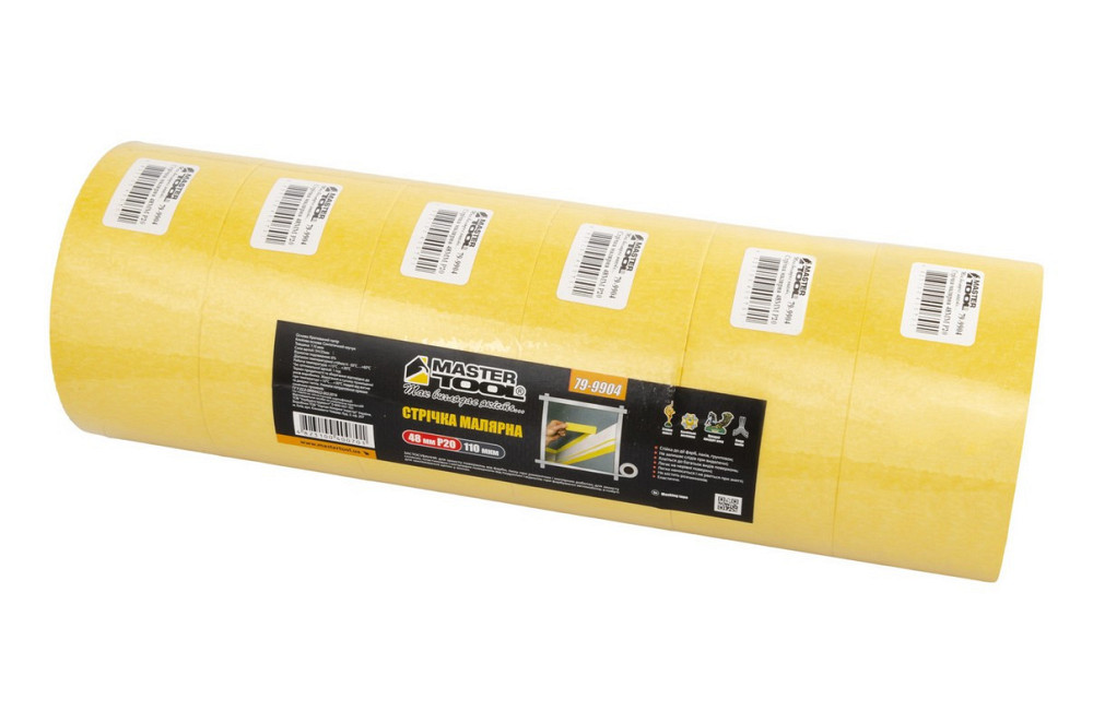 Лента малярная универсальная MASTERTOOL GripBond Easy 48 мм×15 м желтая 79-9904 Харків - зображення 9