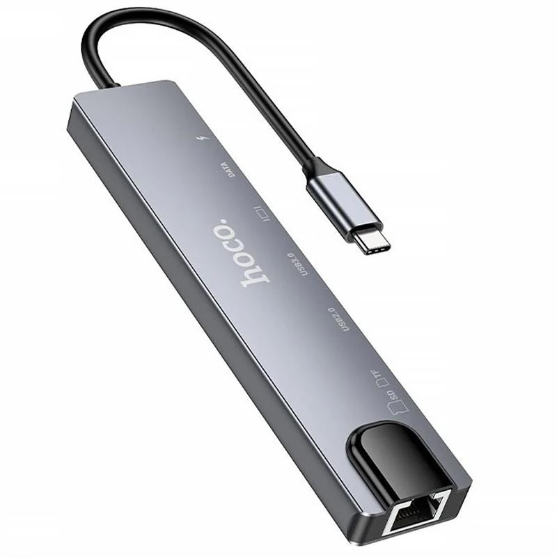 Переходник HUB Hoco DUP09 (Type-C to HDMI+USB 3.0+USB 2.0+2xType-C+SD/TF) Херсон - зображення 1