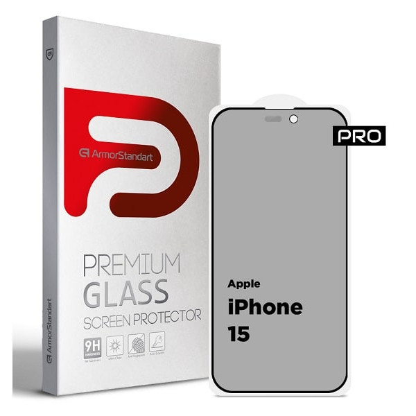 Захисне скло ArmorStandart Pro Anti-spy Matte для Apple iPhone 15 Black (ARM73171) (Код товару:43372 Харків - зображення 1