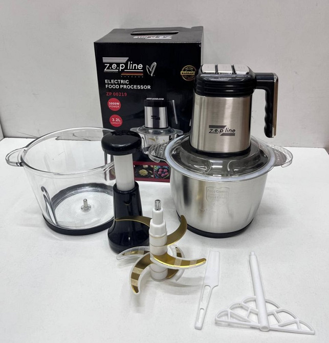 Измельчитель с 2 чашами 6 в 1 Zepline ZP-00219 3.2 л 3000 Вт серебристый Київ - зображення 3