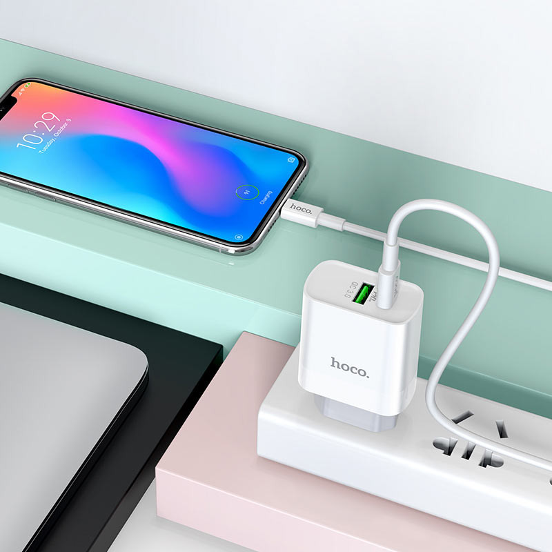 СЗУ Hoco C80A Rapido PD20W+QC3.0 (1USB-A/1C) + кабель Type-C to Type-C Херсон - изображение 5